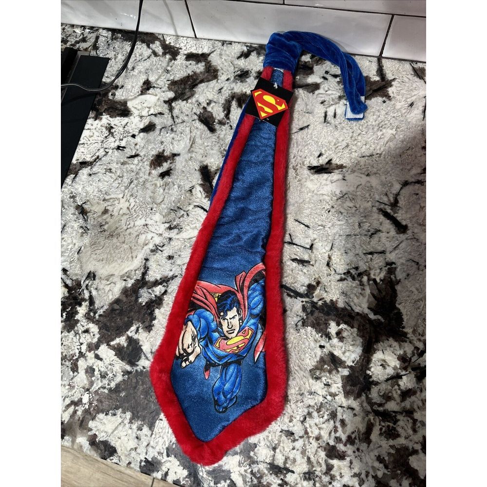 Six Flags Superman Tie W/Fuzzy Sides 21" Long